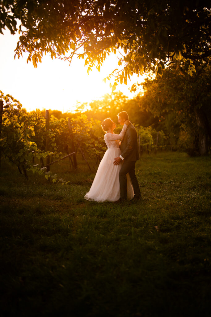 Paarshooting im Sonnenuntergang, Hochzeit in Niederösterreich, Hochzeitsfotografin Nö
